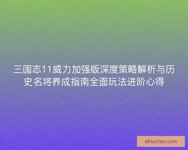 三国志11威力加强版深度策略解析与历史名将养成指南全面玩法进阶心得